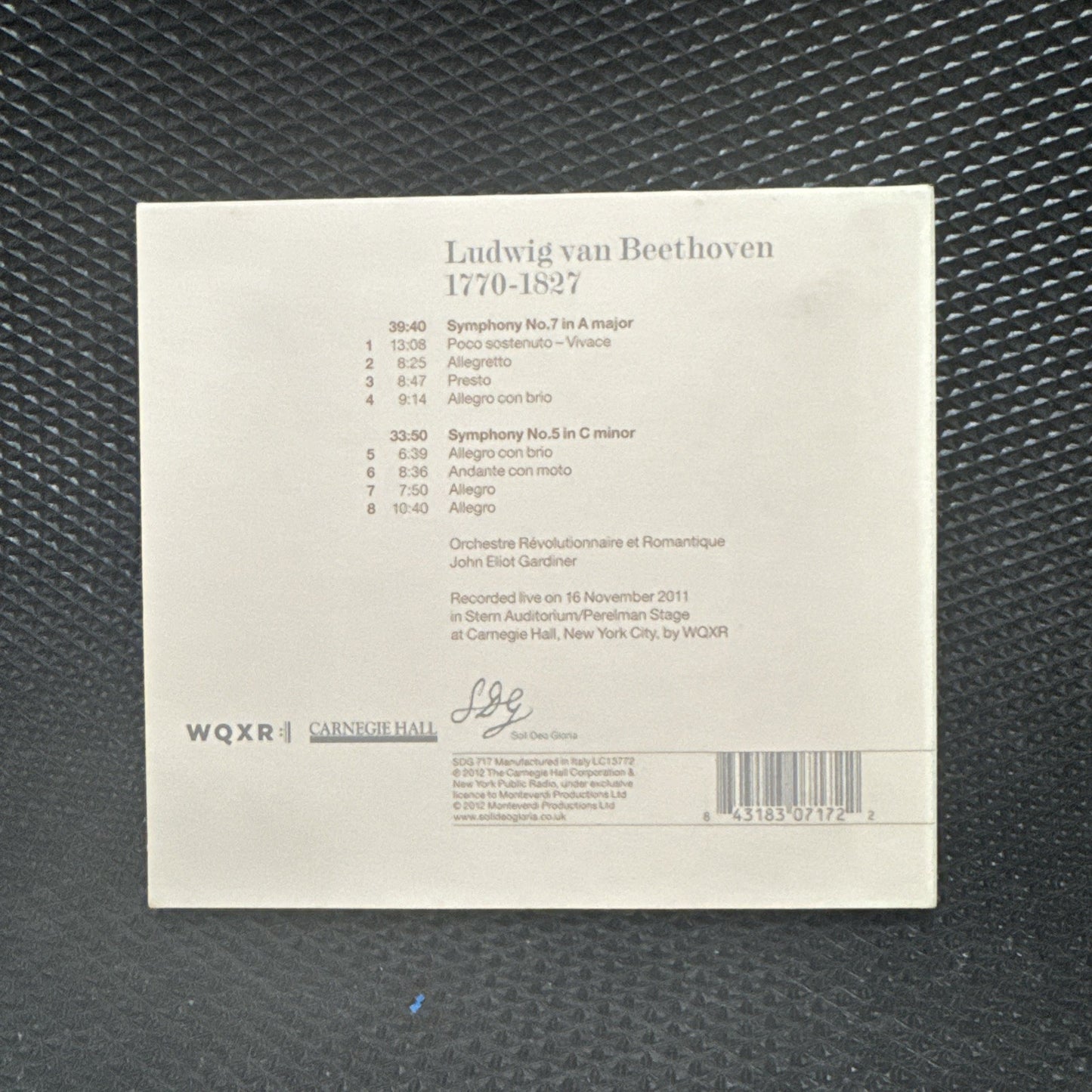 Beethoven's powerful 5th & lyrical 7th, performed by Gardiner and the ORR, 2012