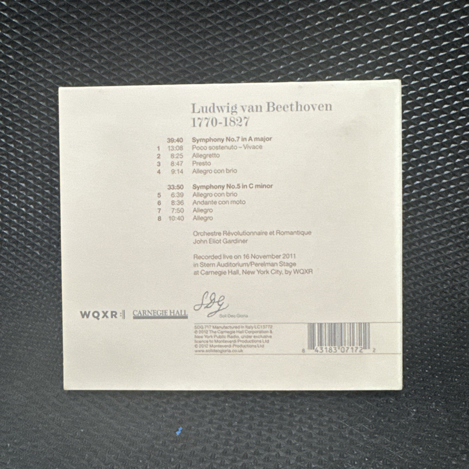 Beethoven's powerful 5th & lyrical 7th, performed by Gardiner and the ORR, 2012