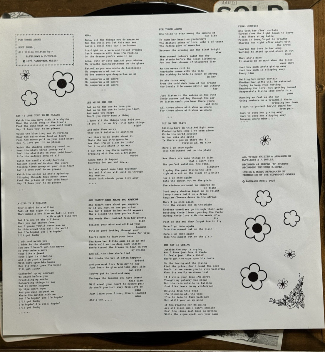 Soft Shoe – For Those Alone LP 1978 UK Private Press Folk Psych RARE Played Once